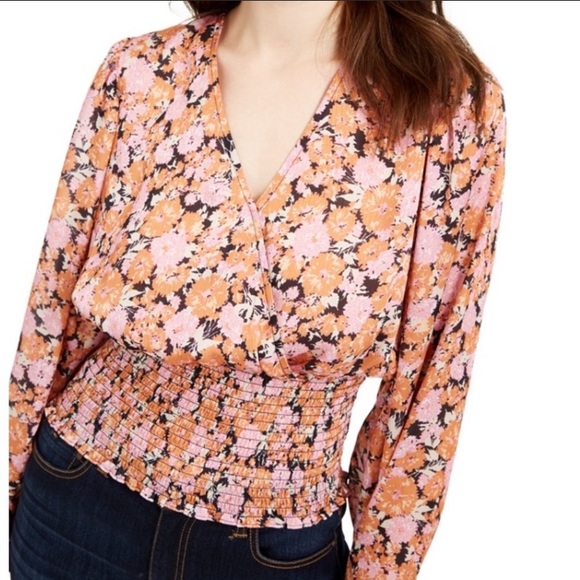 NWT Leyden Smocked Surplice Floral Blouse - Picture 3 of 6